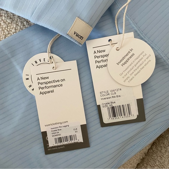 NWT Vuori Inversion Rib Bra & Legging Set 'Crystal Blue' Size XS - Picture 3 of 15